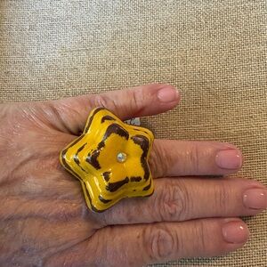Yellow Star Shaped Ring NWT Sookie Sookie 3D Clay OOAK Ring Artist Made! Star